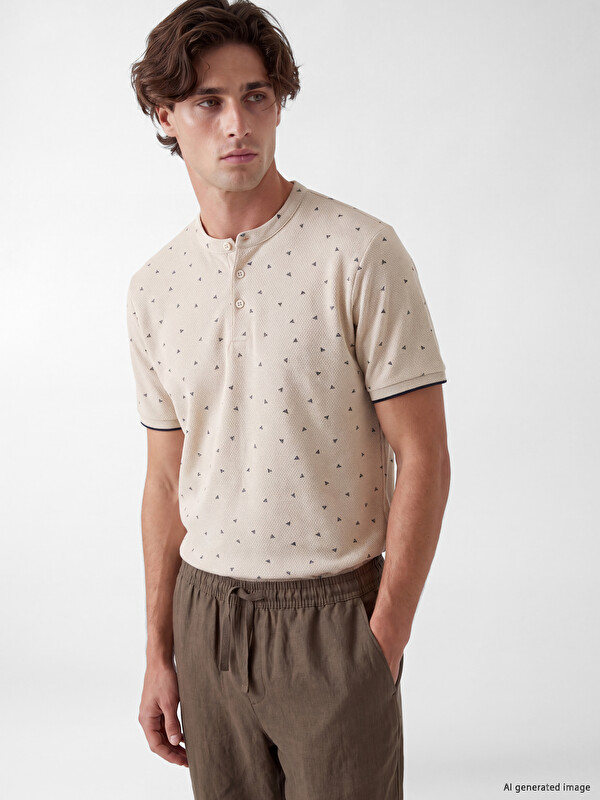 LCW Vision T-shirt à motifs pour homme à col officier