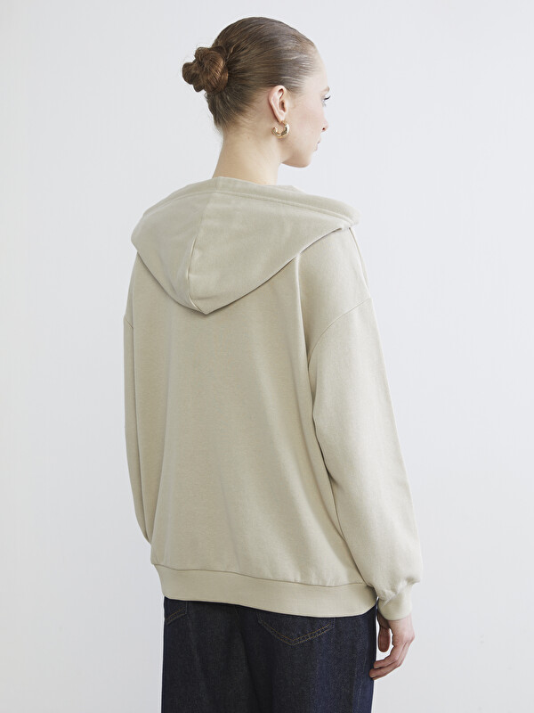 LCWAIKIKI Basic Hooded Oversize Women's Zippered Sweatshirt