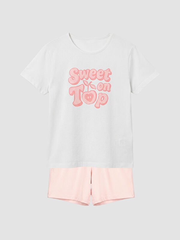 LCW Kids Bisiklet Yaka Kız Çocuk Şortlu Pijama Takımı