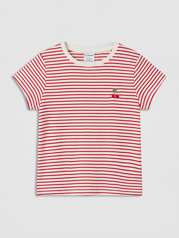 LCW baby Crew Neck Striped Baby Girls' T-Shirt