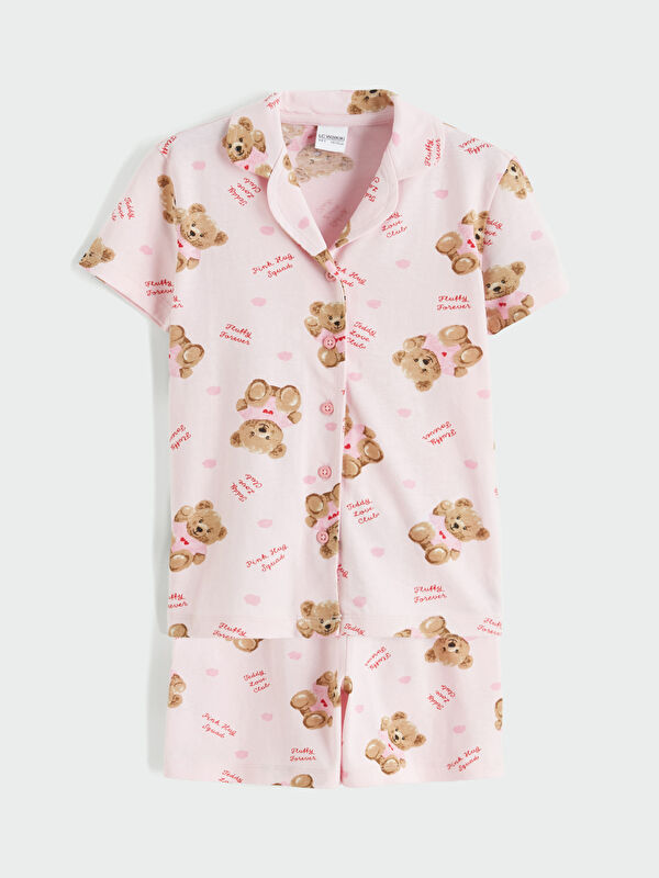 LCW Kids Ayıcık Baskılı Kız Çocuk Şortlu Pijama Takımı