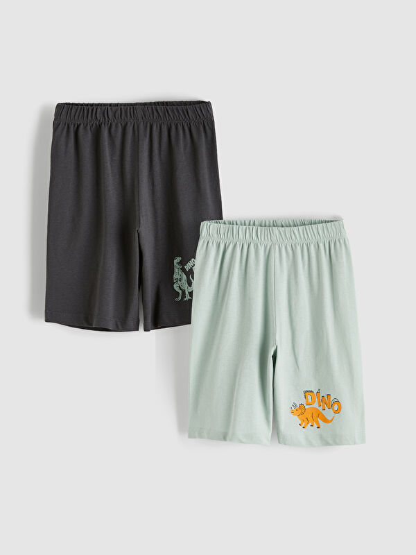 LCW Kids Dinozor Baskılı Erkek Çocuk Pijama Şort 2'li