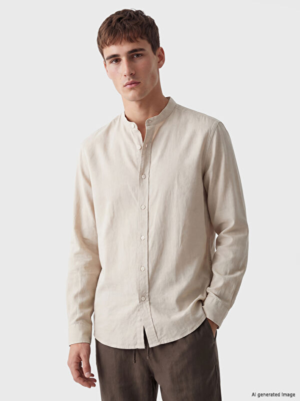 LCW Vision Regular Fit Keten Karışımlı Erkek Gömlek