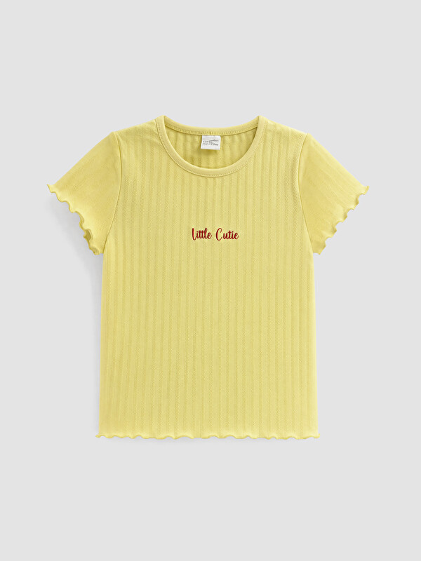 LCW Kids Crew Neck Embroidered Girls' T-Shirt
