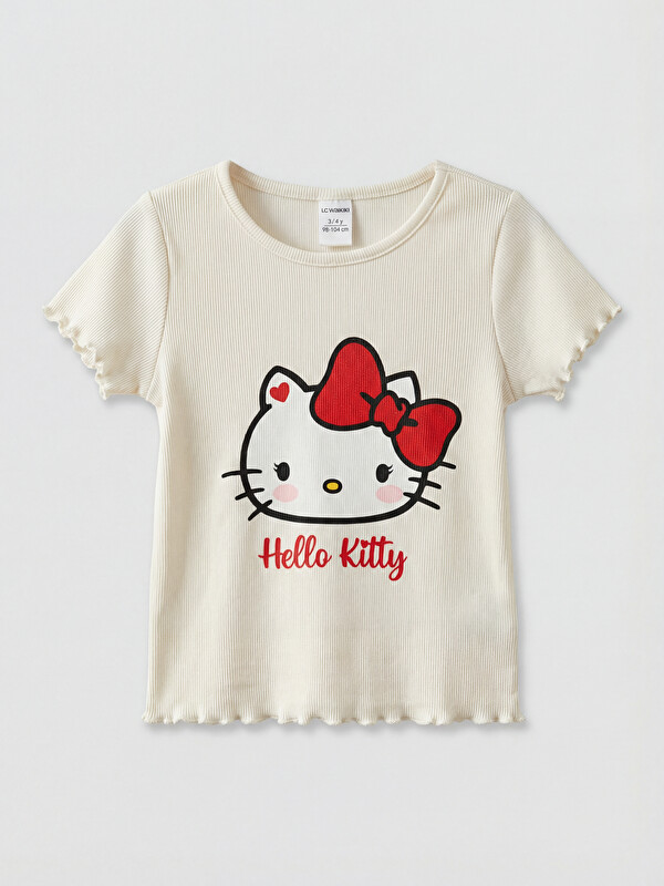 LCW Kids Crew Neck Hello Kitty Printed Girls' T-Shirt