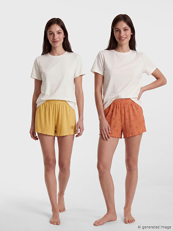 LCW DREAM Elastic Waist Women's Shorts Pyjamas Bottom 2 Pack