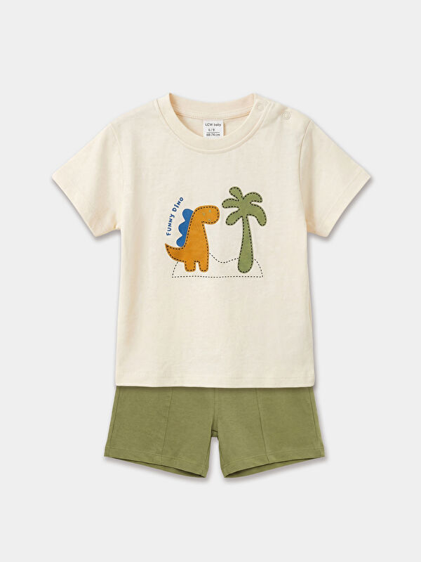 LCW baby Dinosaur Print Baby Boy Tee and Shorts Set