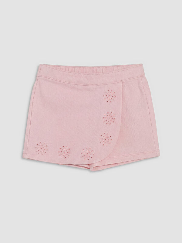 LCW baby Elastische Taille Baby Mädchen Bestickte Gabardine Shorts