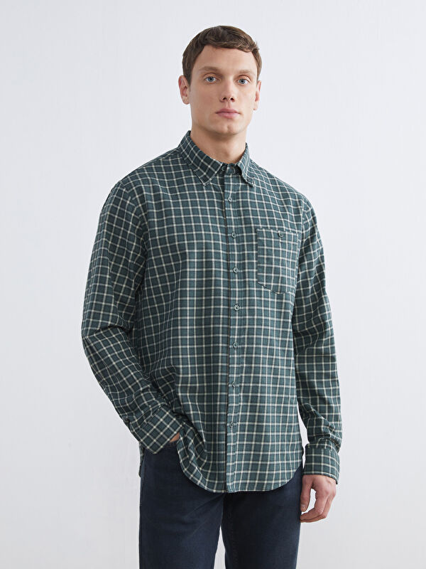 LCWAIKIKI Classic Regular Fit Plaid Gabardine Men's Shirt