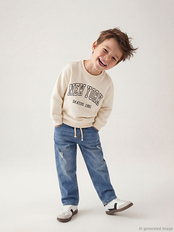 LCW Kids Regular Fit Erkek Bebek Bağcıklı Jean Pantolon
