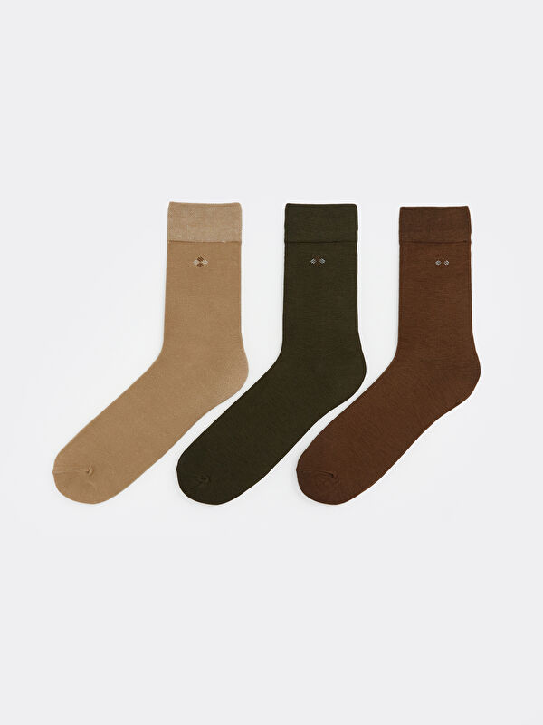 LCW ACCESSORIES Nakışlı Erkek Bambu Soket Çorap 3'lü