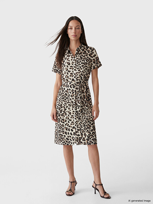 LCW EVERYDAY Woman Brown Shirt Dress