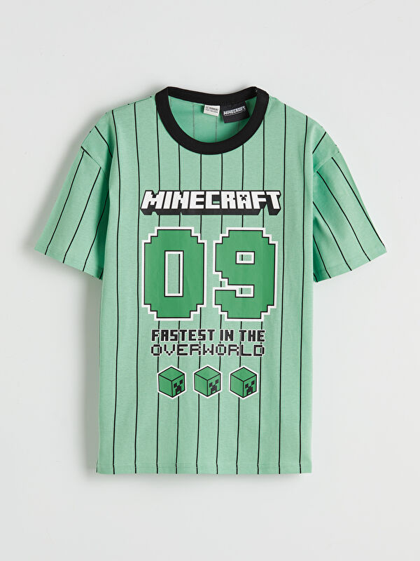 LCW Kids Bisiklet Yaka Minecraft Baskılı Erkek Çocuk Tişört
