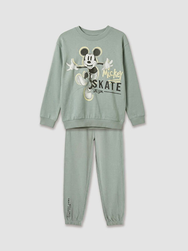 LCW Kids Mickey Mouse Printed Boy's Sweatshirt and Sweatpants
