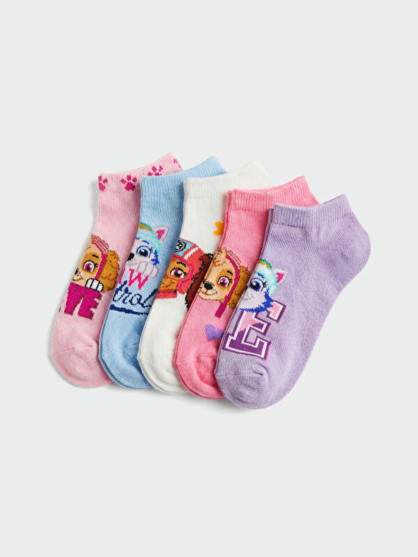 LCW Kids Paw Patrol Printed Girls' Trainer Socks 5 Pack