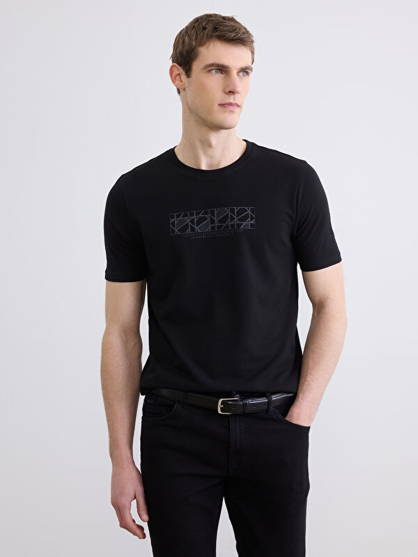 LCWAIKIKI Classic Rundhalsausschnitt Bedrucktes Piqué Herren T-Shirt