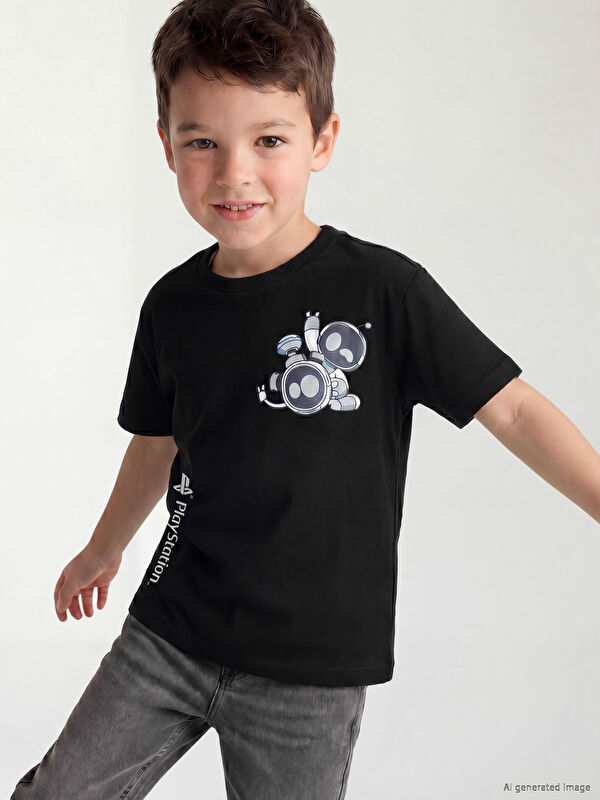 LCW Kids Bisiklet Yaka PlayStation Baskılı Erkek Çocuk Tişört
