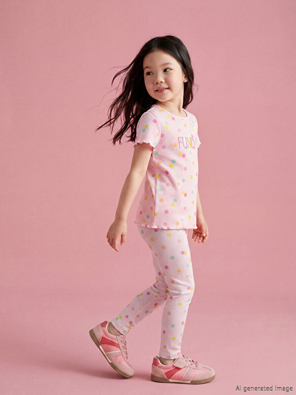 LCW Kids Polka Dot Ribbed Girls' Leggings