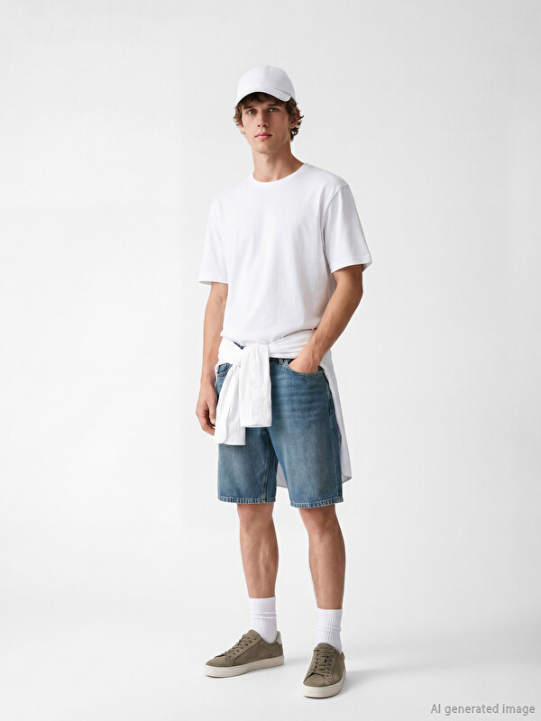 LCW Jeans Pantallona të shkurtra xhins për burra, prerje e rregullt