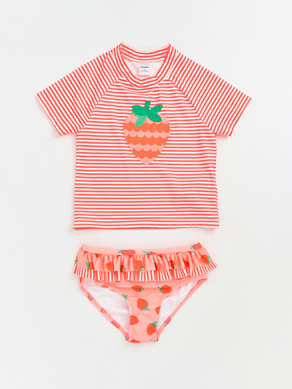 LCW Kids Çilek Desenli Kız Çocuk Bikini Takımı