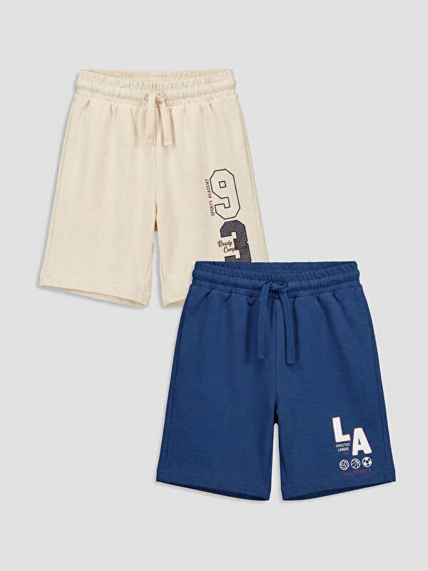 LCW Kids Lot de 2 shorts imprimés à taille élastiquée pour garçon