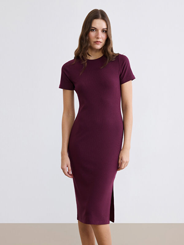 LCW Comfort Crew Neck Ribbed Dress