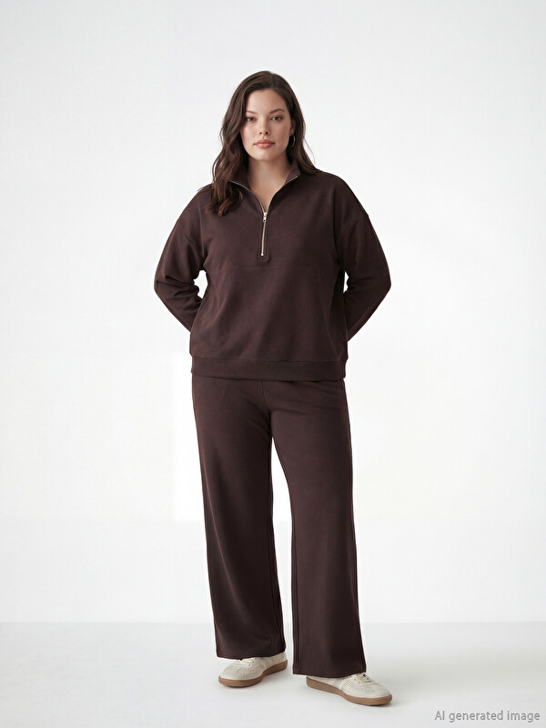 LCW Comfort Beli Lastikli Geniş Paça Kadın Eşofman Altı