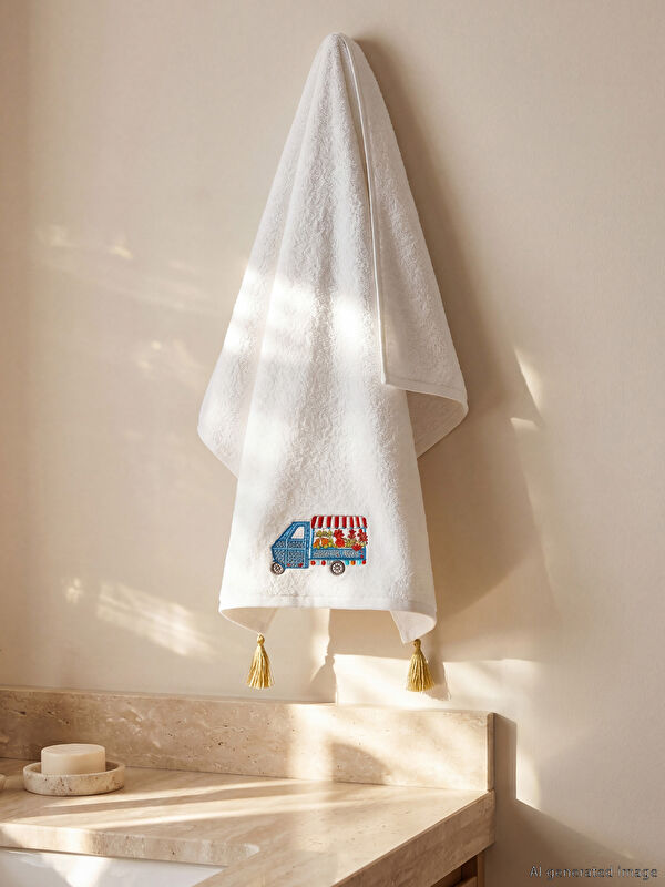 LCW HOME Nakışlı Pamuklu Yüz Havlusu 50x80 cm