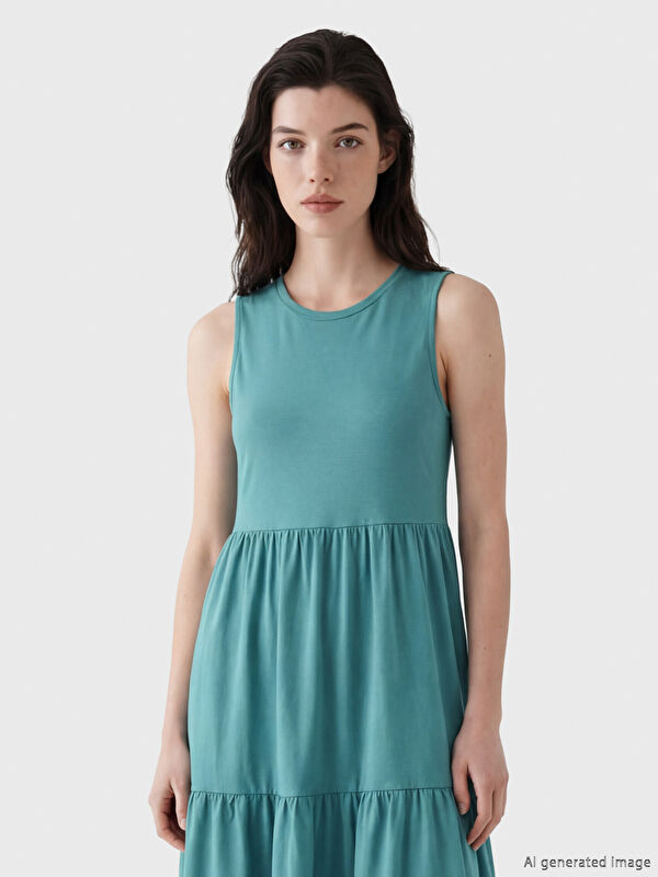 LCW Comfort Crew Neck Layered Dress