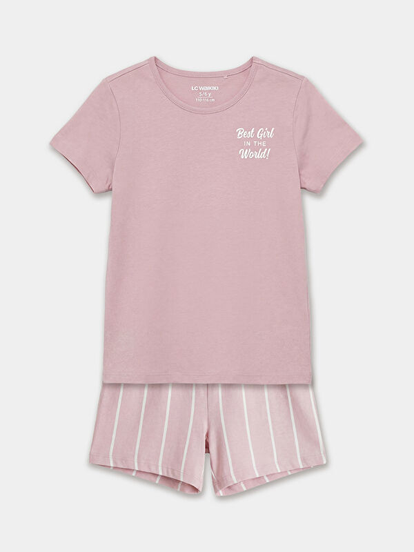LCW Kids Baskılı Kız Çocuk Şortlu Pijama Takımı
