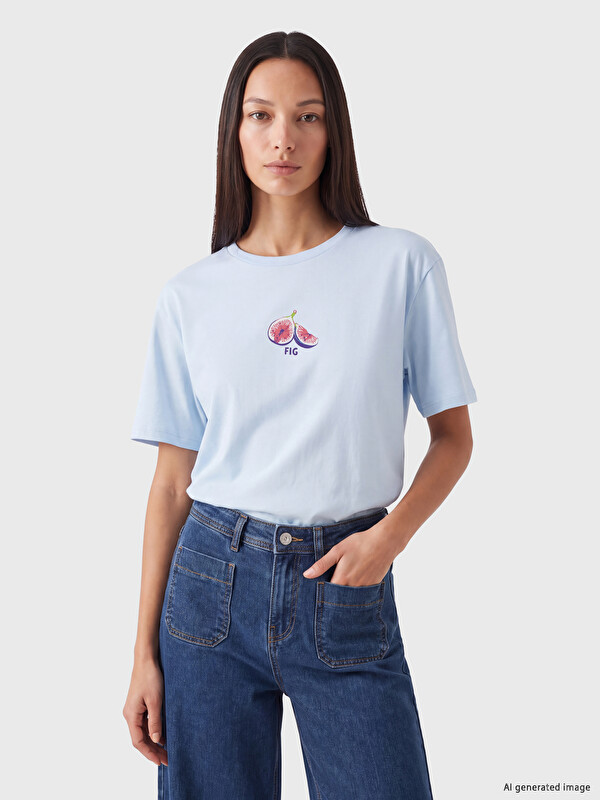LC WAIKIKI Baskılı Oversize %100 Pamuklu Kadın Tişört