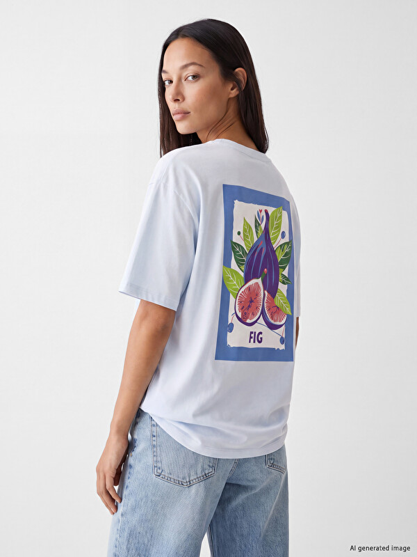LC WAIKIKI Baskılı Oversize %100 Pamuklu Kadın Tişört