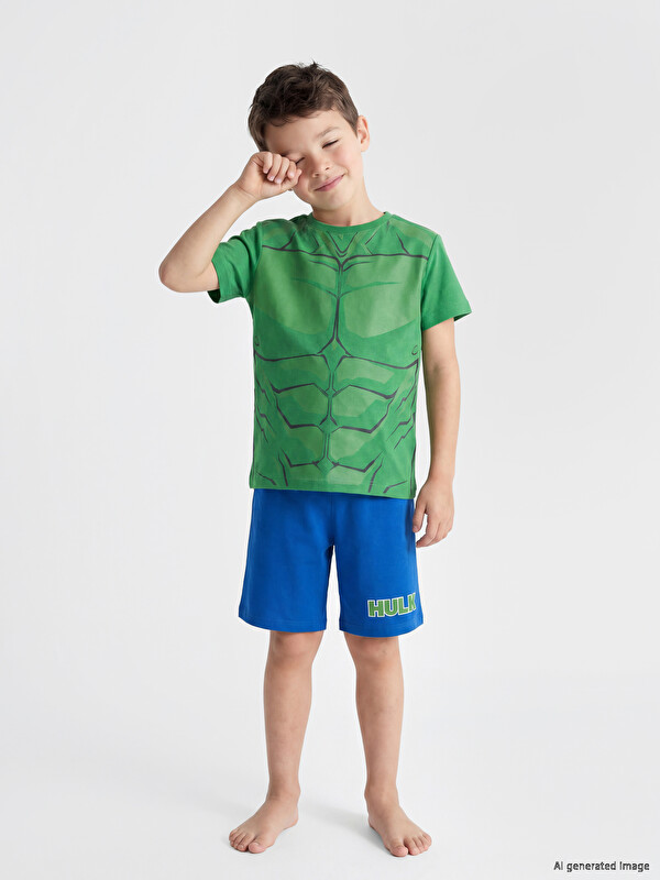 LCW Kids Hulk Printed Boys' Shortie Pyjamas Set
