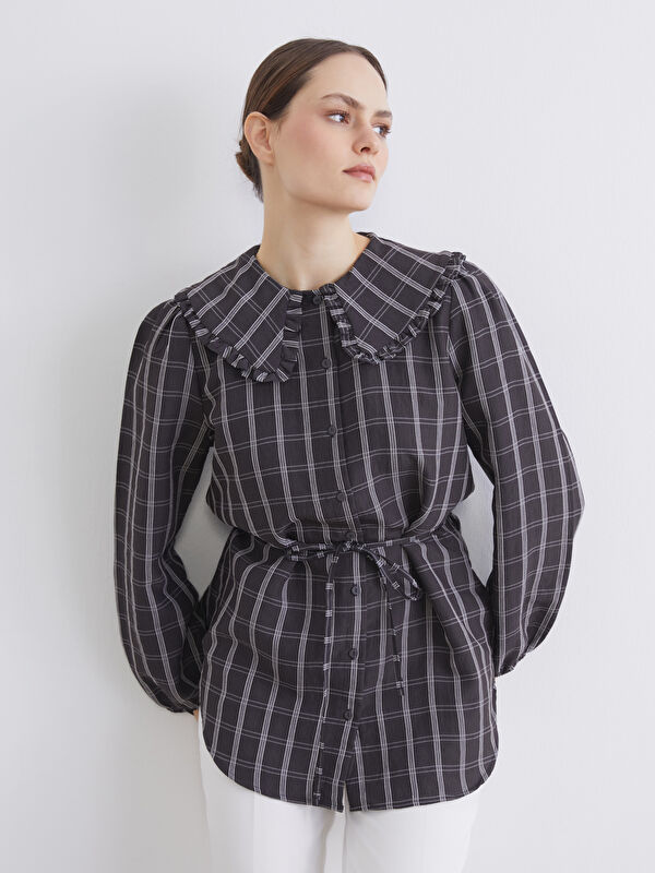 LCW EVERYDAY Peter Pan Collar Plaid Women's Shirt Tunic