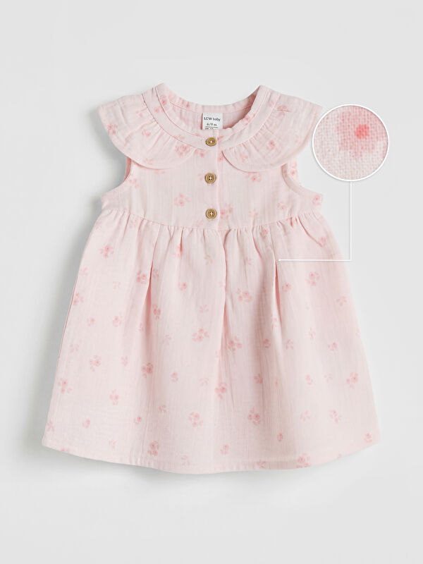 LCW baby Peter Pan Collar Floral Baby Girls' Muslin Dress