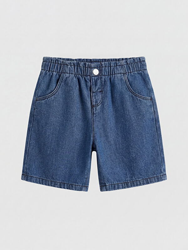 LCW baby Beli Lastikli Kız Bebek Denim Şort