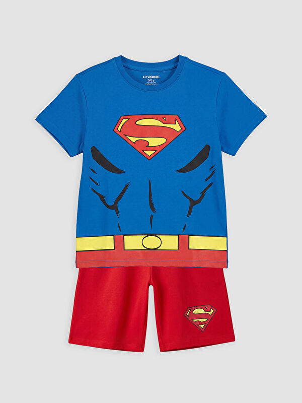 LCW Kids Superman Baskılı Erkek Çocuk Şortlu Pijama Takımı