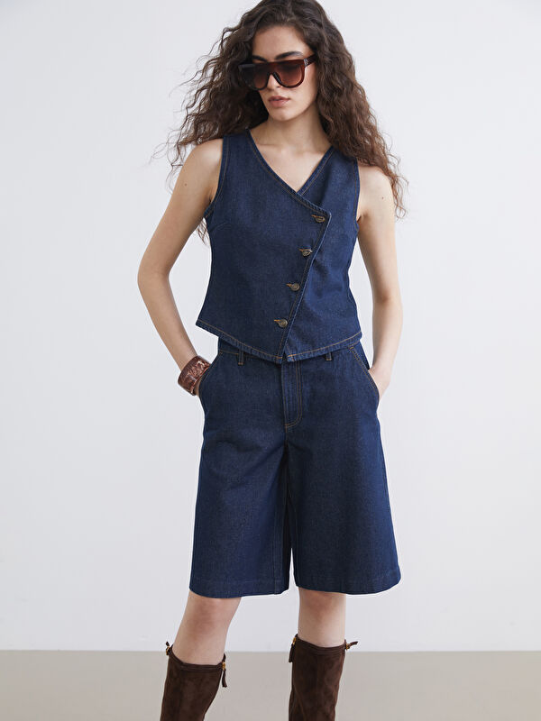 LCW Vision Double Breasted Women's Denim Waistcoat