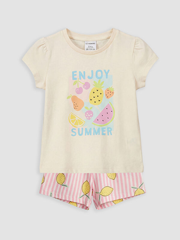 LCW baby Baskılı Kız Bebek Şortlu Takım