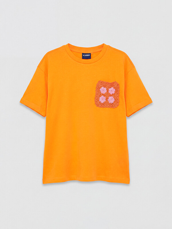 LCW Kids T-shirt e qëndisur me jakë të rrumbullakët për vajza