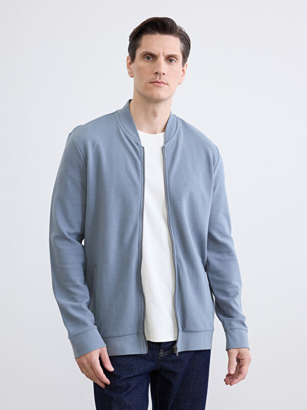 LCWAIKIKI Classic Sweatshirt mit Reißverschluss für Herren mit Baseballkragen in regulärer Passform