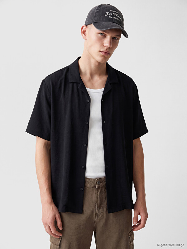 XSIDE Regular Fit Men's Short Sleeve Crinkle Shirt
