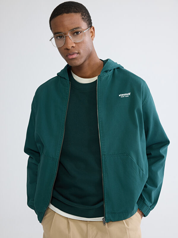 XSIDE Loose Fit NYC Baskılı Erkek Gabardin Ceket