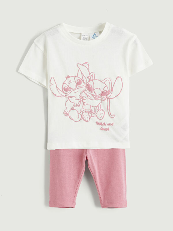 LCW baby Lilo & Stitch Print Baby Girl T-Shirt and Leggings