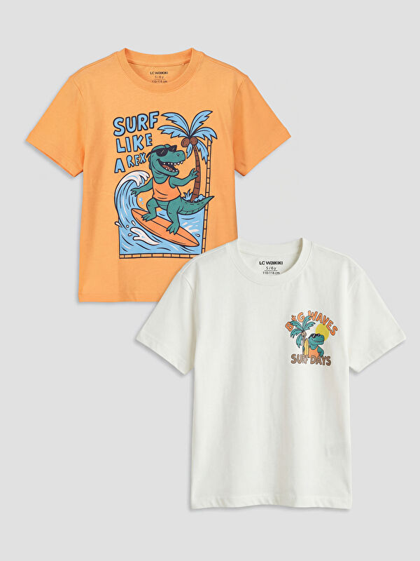 LCW Kids T-shirt à col rond imprimé garçon lot de 2