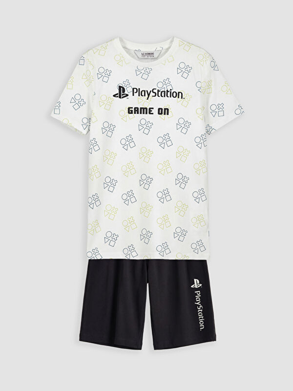 LCW Kids Playstation Baskılı Erkek Çocuk Şortlu Pijama Takımı