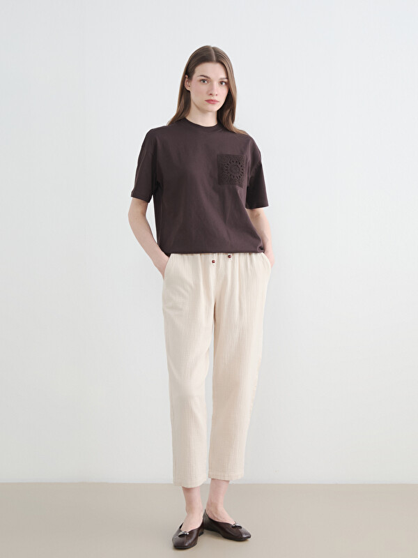 LCW Modest Elastic Waist Muslin Women's Trousers