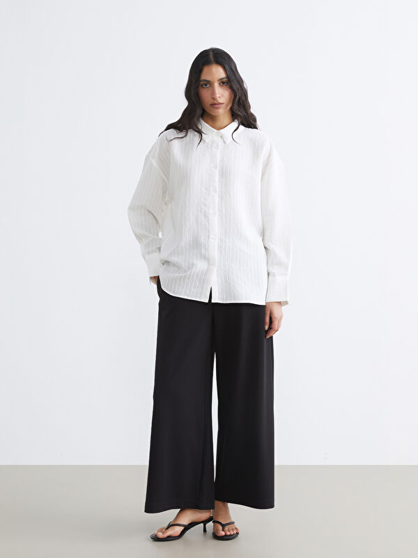 LCW Modest Pantalon Femme à Jambe Large à Taille Élastiquée