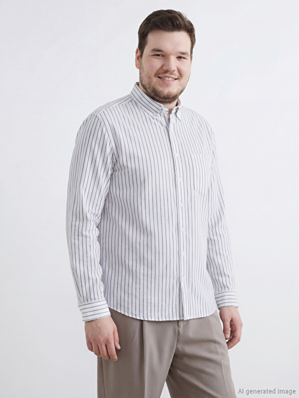 SOUTHBLUE Regular Fit Çizgili Oxford Erkek Gömlek