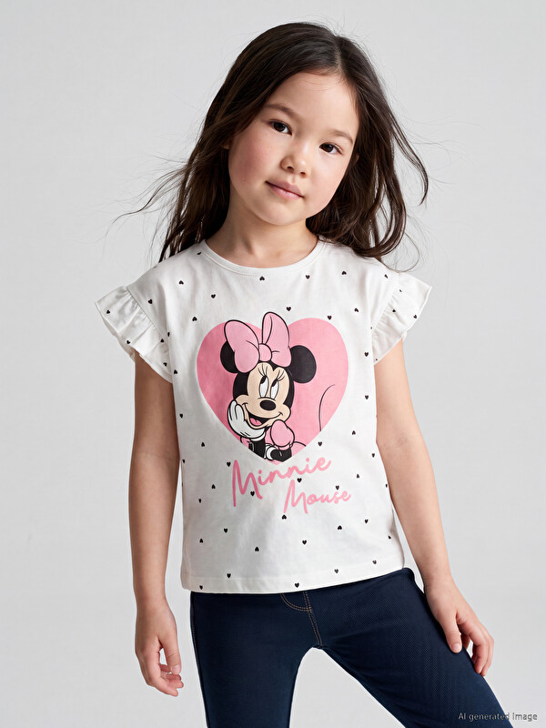 LCW Kids Футболка для девочки с принтом Минни Маус